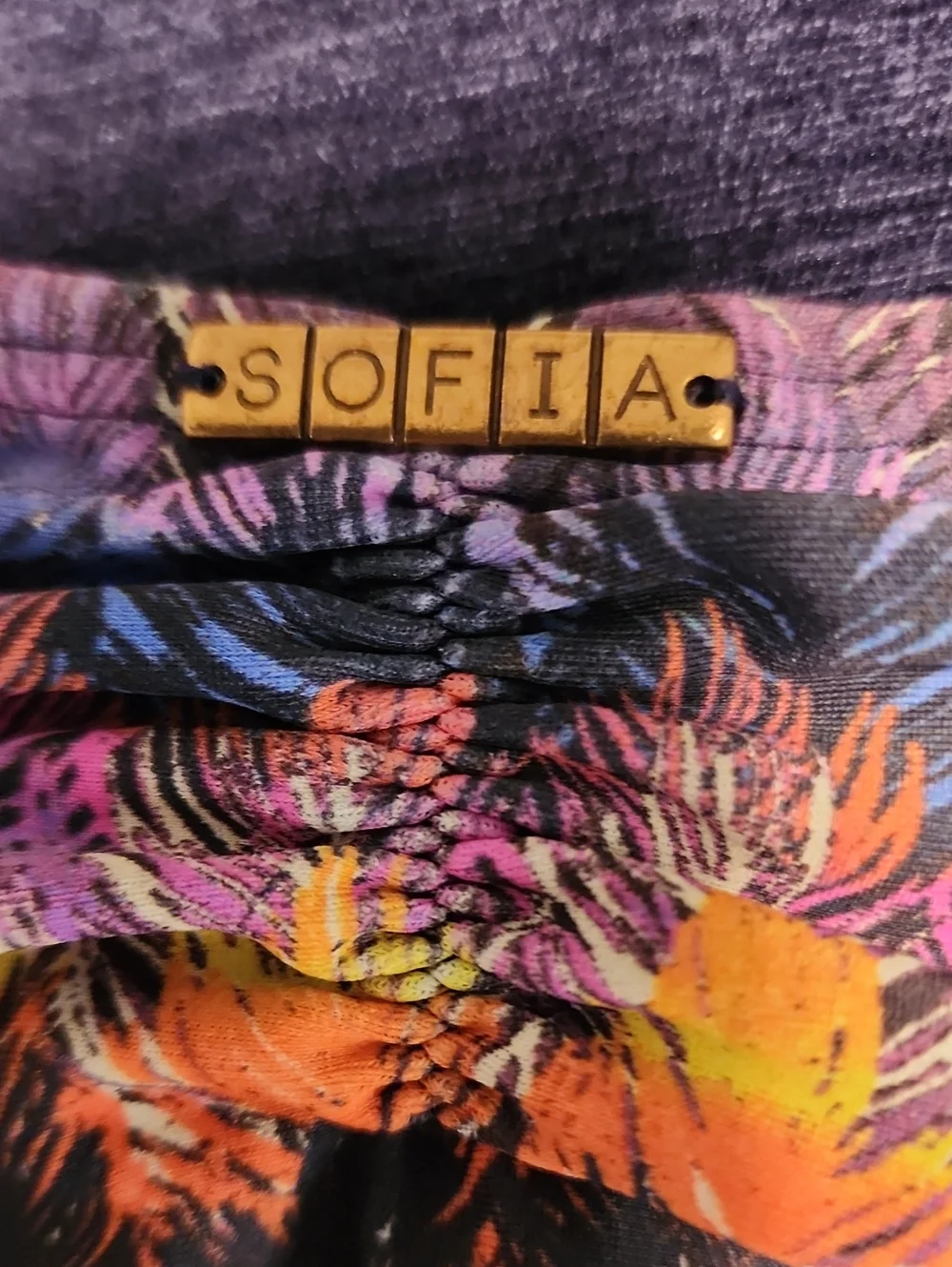 NEW! SOFIA by ViX Multicolor Tropical Print Bikini Bottoms with Gold Charm - Picture 5 of 5